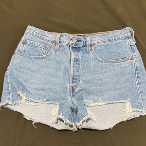 Levi's Light Blue Distressed Jean Shorts
